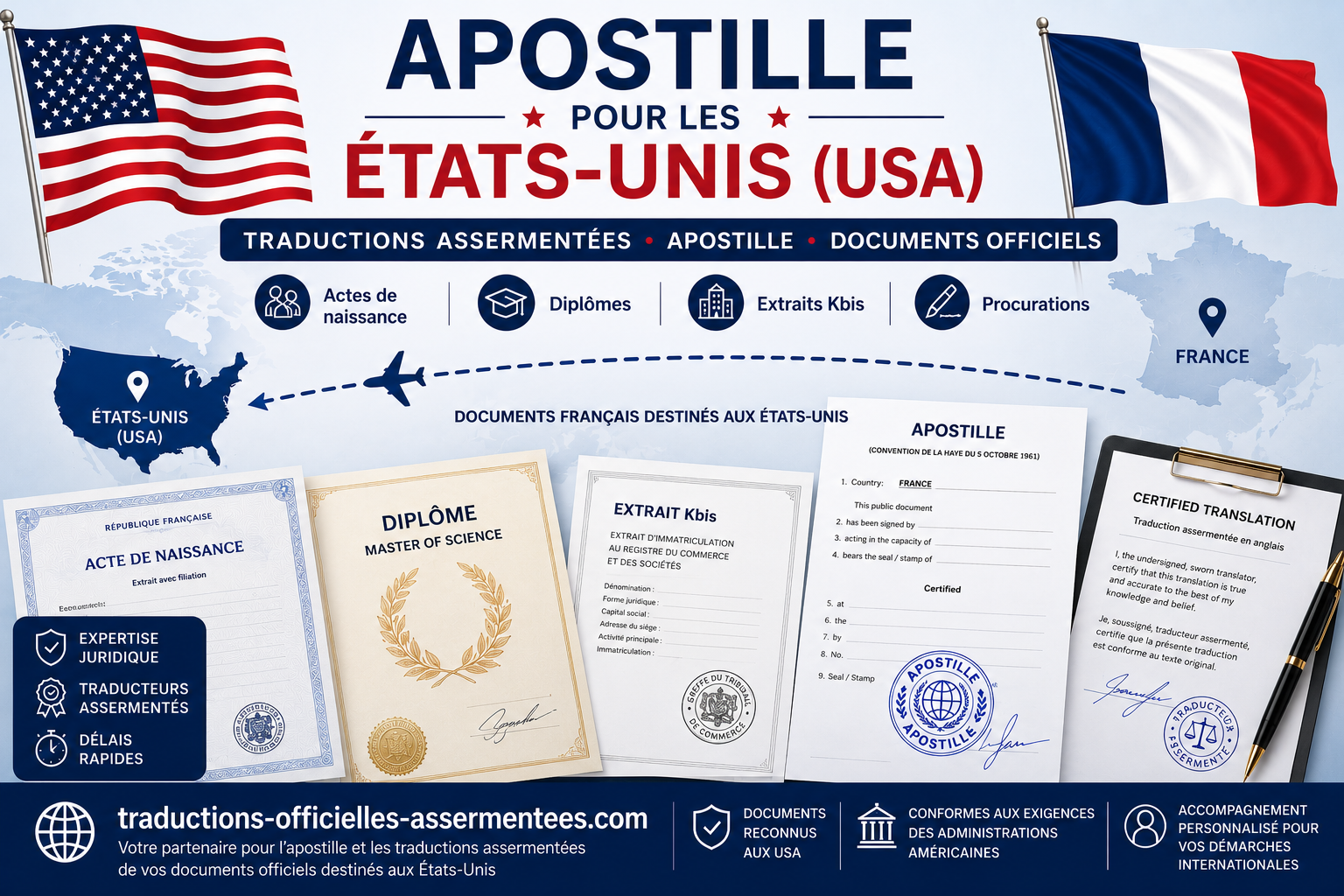 Apostille de documents pour les Etats-Unis, tout ce qu'il faut savoir