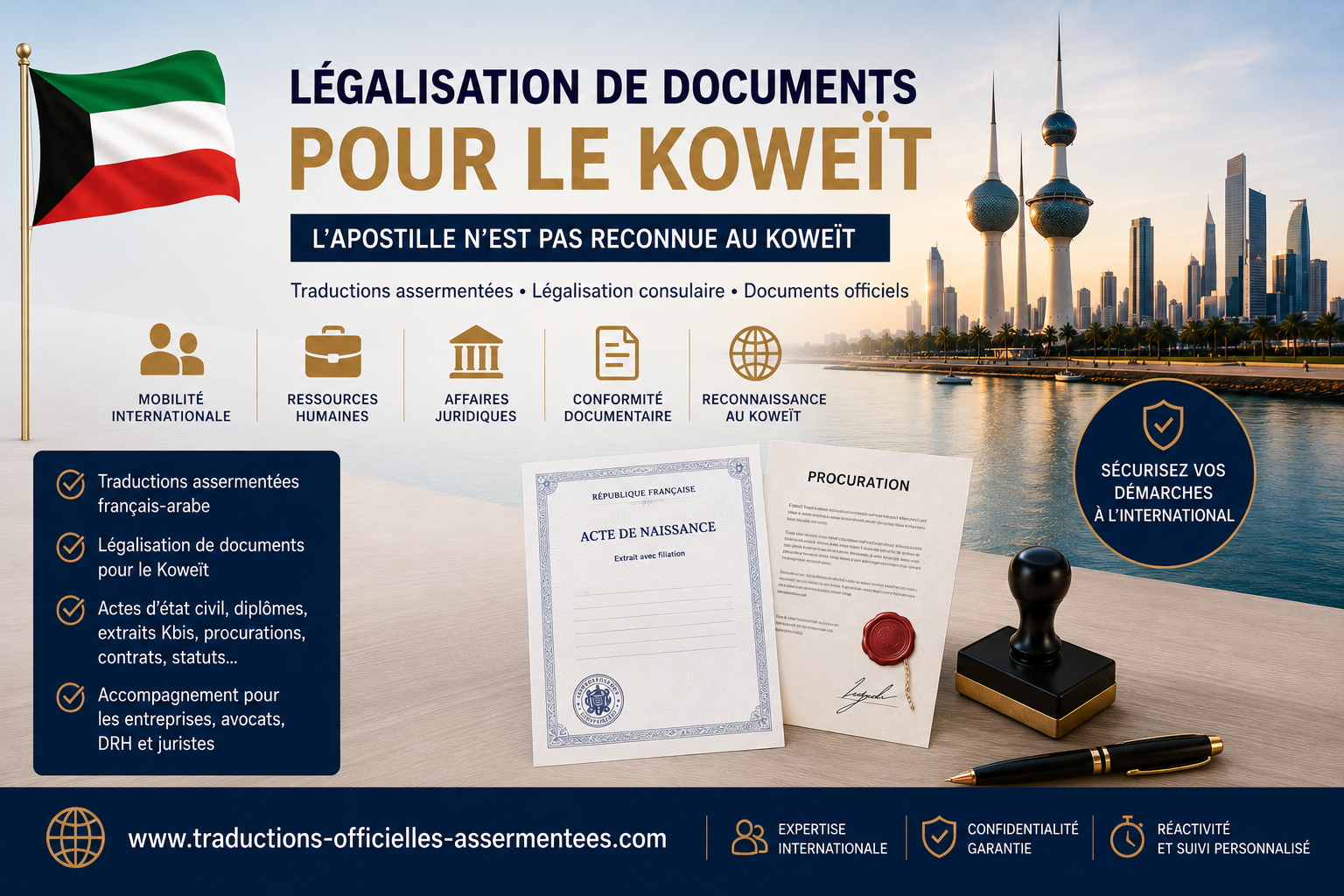 Légalisation de documents pour le Koweït, ce qu'il faut savoir